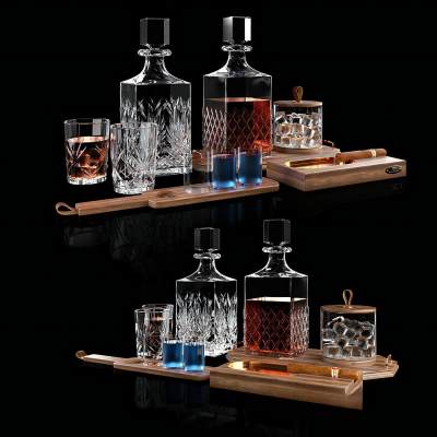 现代雪茄酒瓶酒杯洋酒